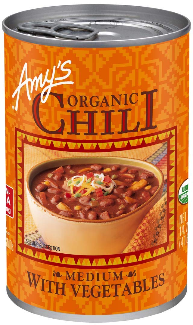 AmyS Organic Chili  Vegan Medium Chili  Gluten Free  Made With Organic Vegetables  14.7 Oz