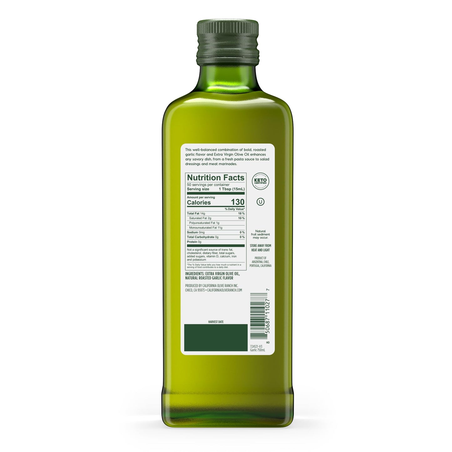 California Olive Ranch, Garlic Flavored Extra Virgin Olive Oil, 750Ml (Pack Of 6)
