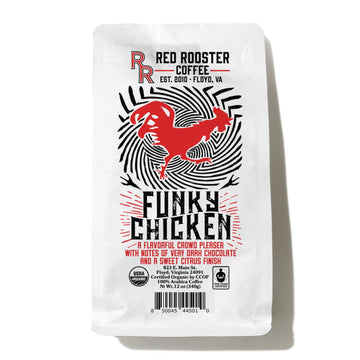 Red Rooster Coffee, Organic Funky Chicken Coffee - Medium-Dark Roast Whole Bean - Notes of Pecan Praline, Milk Chocolate Truffle