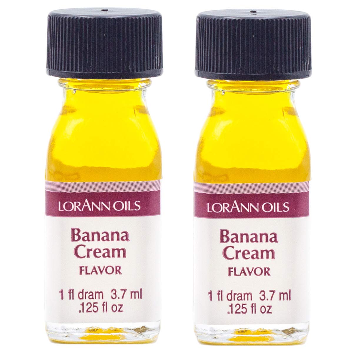 LorAnn Banana Cream Flavoring, 2 Pack, 1 Dram Bottles, Clear to Yellow, Model 0250, 0.12 Fl Oz Each