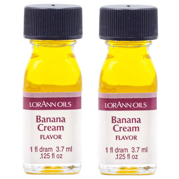 LorAnn Banana Cream Flavoring, 2 Pack, 1 Dram Bottles, Clear to Yellow, Model 0250, 0.12 Fl Oz Each
