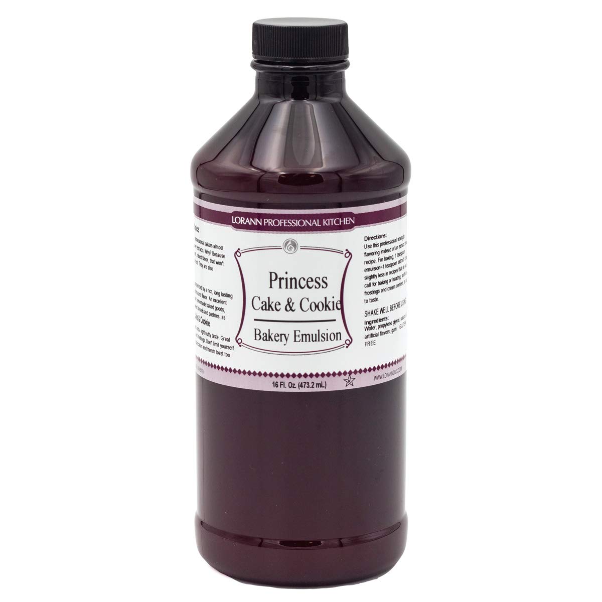 LorAnn Oils Bakery Emulsion, Princess Cake Flavor, 16 Fl Oz, Gluten-Free, Keto-Friendly, Model 0756-0806