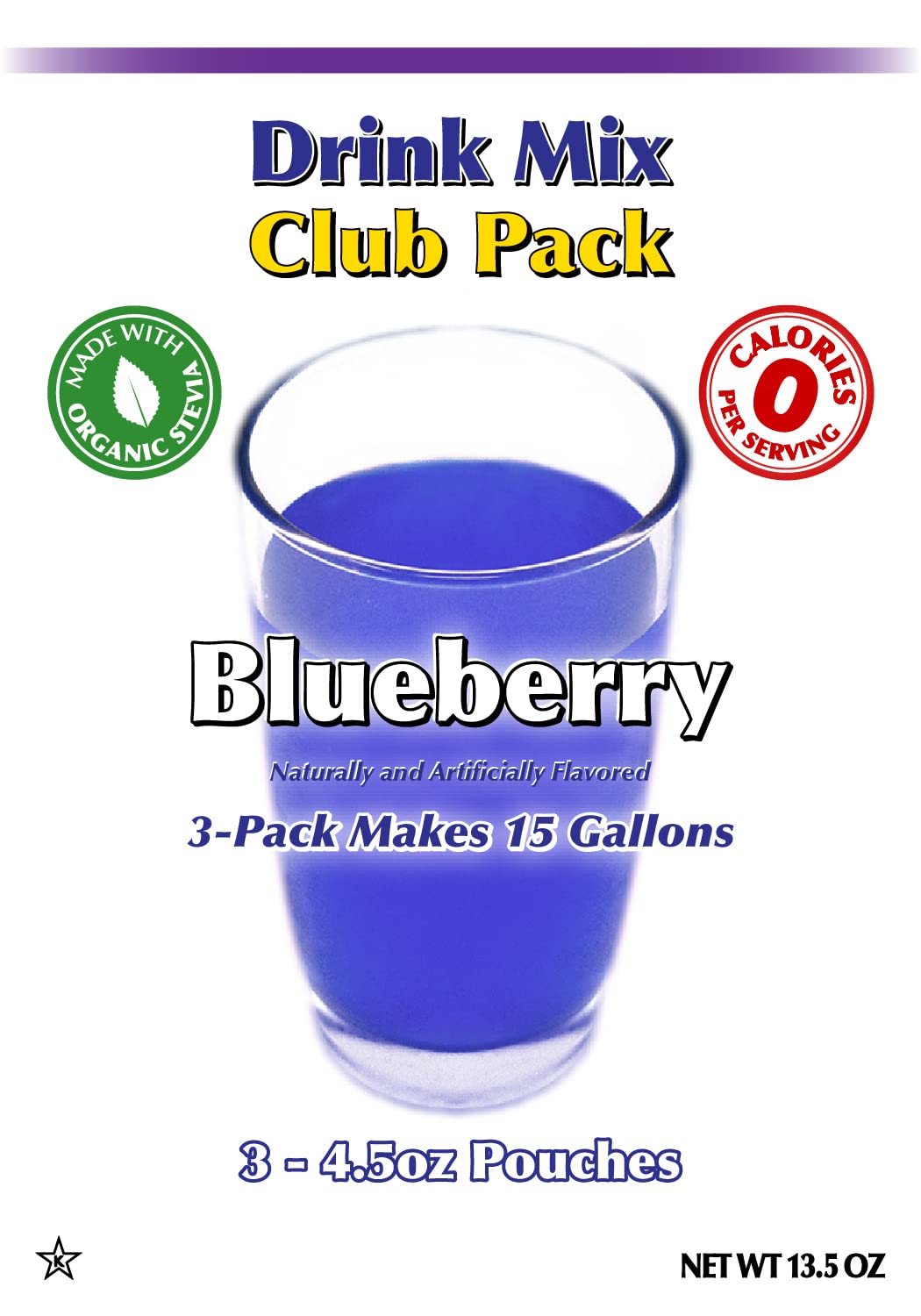 Gramzero Blueberry Zero Calorie Sugar Free Drink Mix, Great For Nutrition Club Loaded Teas, Stevia Sweetened
