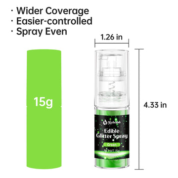 Green Edible Glitter Spray - 15G Edible Green Glitter For Cakes Food Grade Metallic Shimmer Powder Cake Sprinkles For Cookie Dec