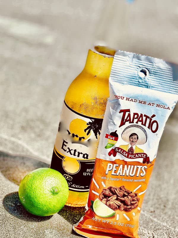 Straight Up Nuts Tapatio Spicy Nuts, Hot Peanuts with Lime, 2.5 Oz Bags, Pack of 12