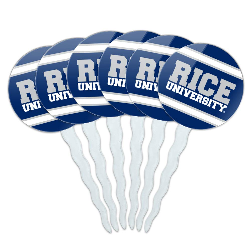 GRAPHICS & MORE Rice University Cupcake Picks Set of 6, Multi Color, Acrylic