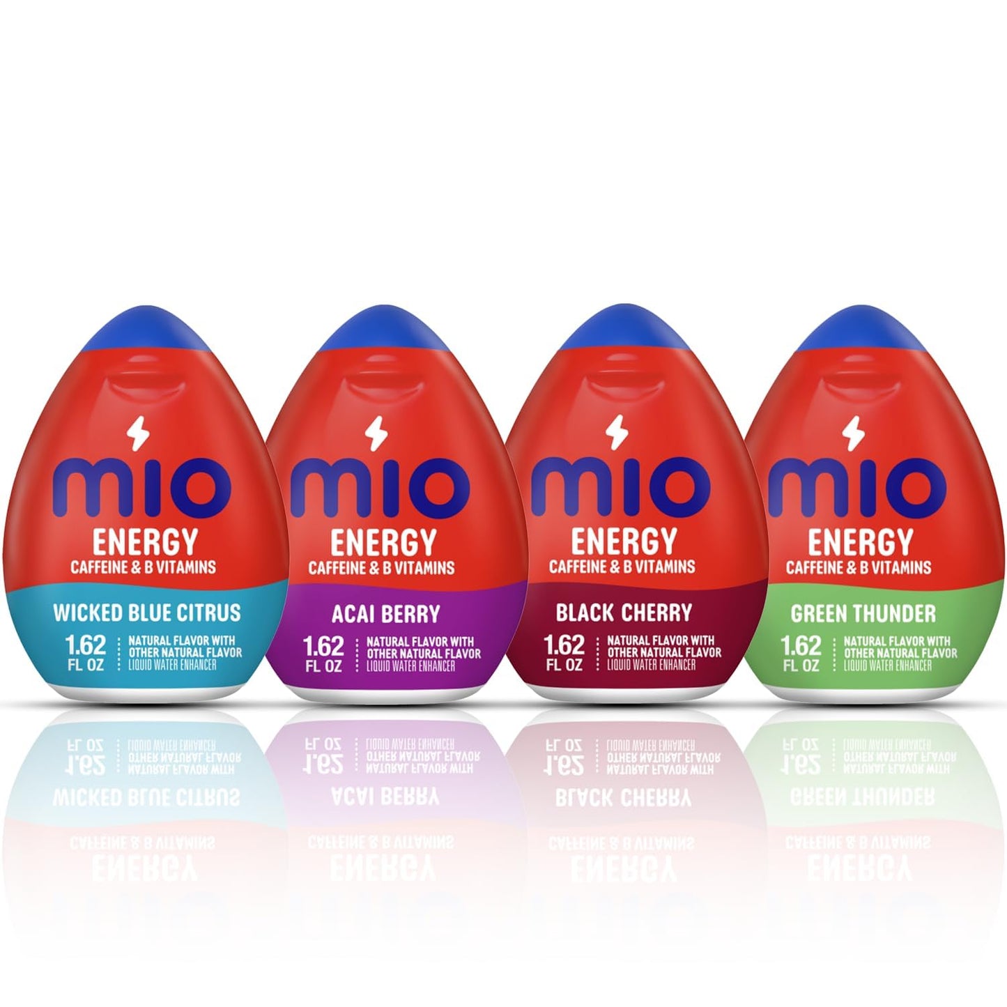 Mio Energy Water Enhancer Variety Pack, 1.62 fl oz, 4 Flavors with Caffeine, Zero Sugar, Pack of 4