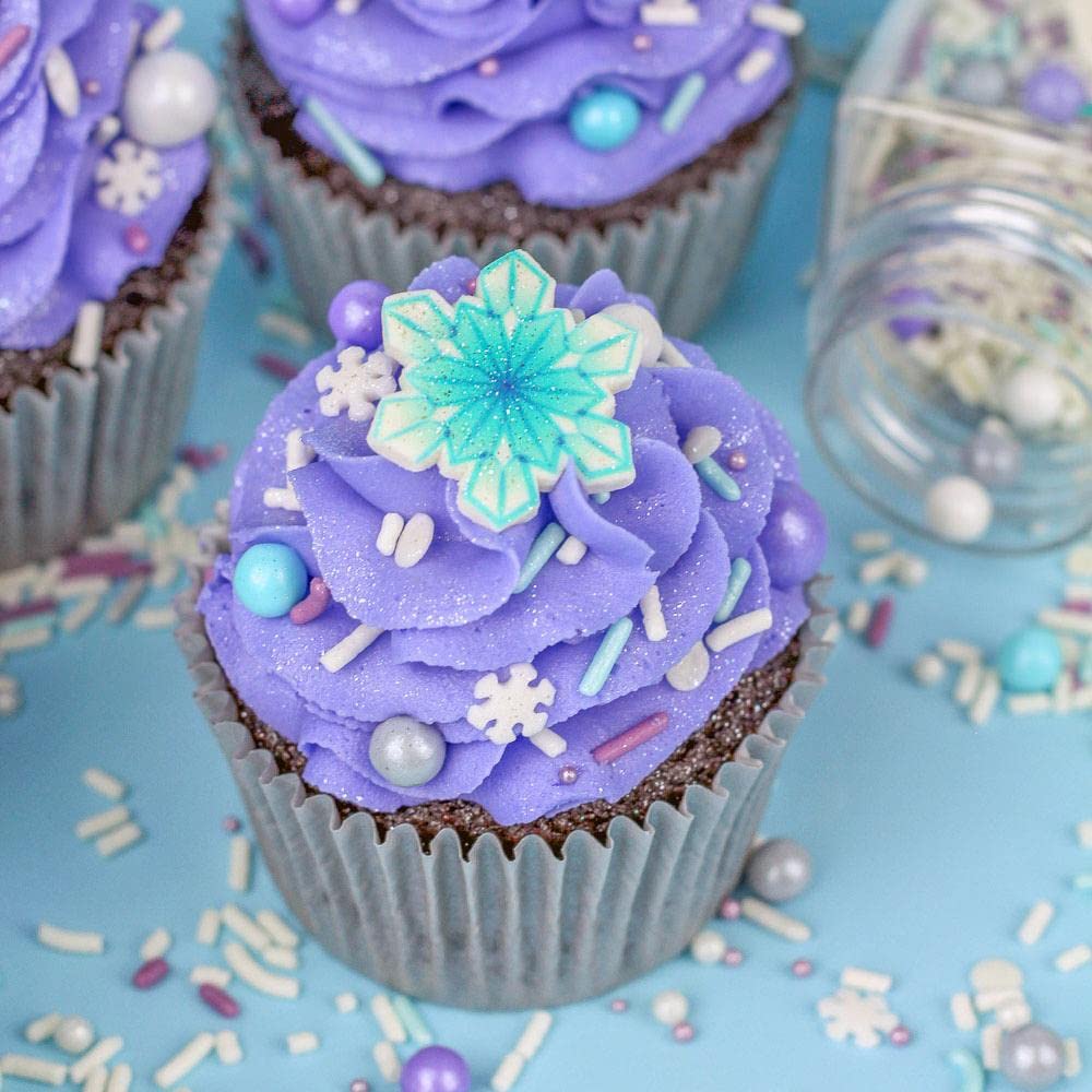Frozen Sprinkles For Cake Decorating - Blue And White Sprinkles For Frozen Cake Decorations With Edible Snowflake Sprinkles, Jim