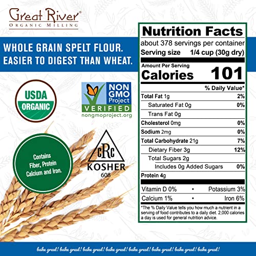 Great River Milling Organic Spelt Flour, Stone Ground, 400 Ounce, Model ZQB-7154
