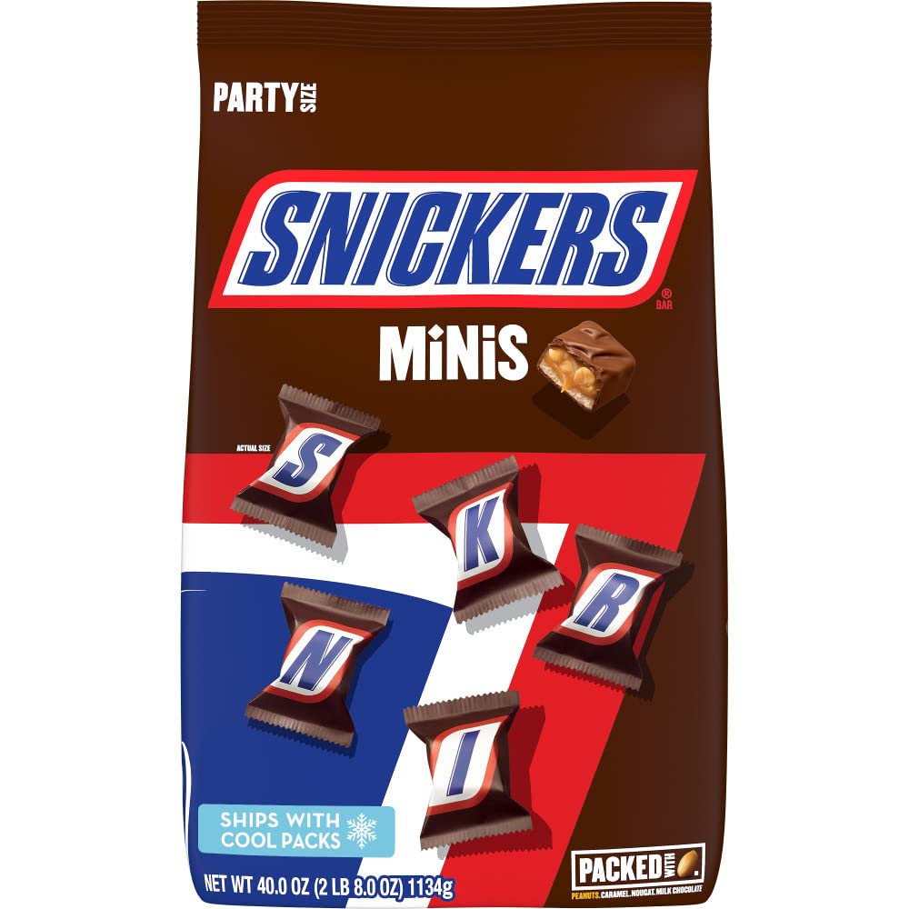 Snickers Mini Letter SNICKERS Minis Size Milk Chocolate Candy Bars Bulk Pack, Party Size, 40 ...