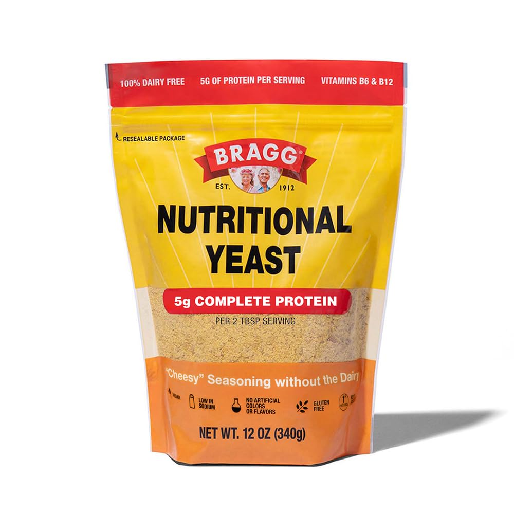 Bragg Premium Nutritional Yeast Seasoning - Vegan, Gluten Free – Good Source Of Protein & Vitamins – Nutritious Savory Parmesan Cheese Substitute (Original, 12 Ounce (Pack Of 1))