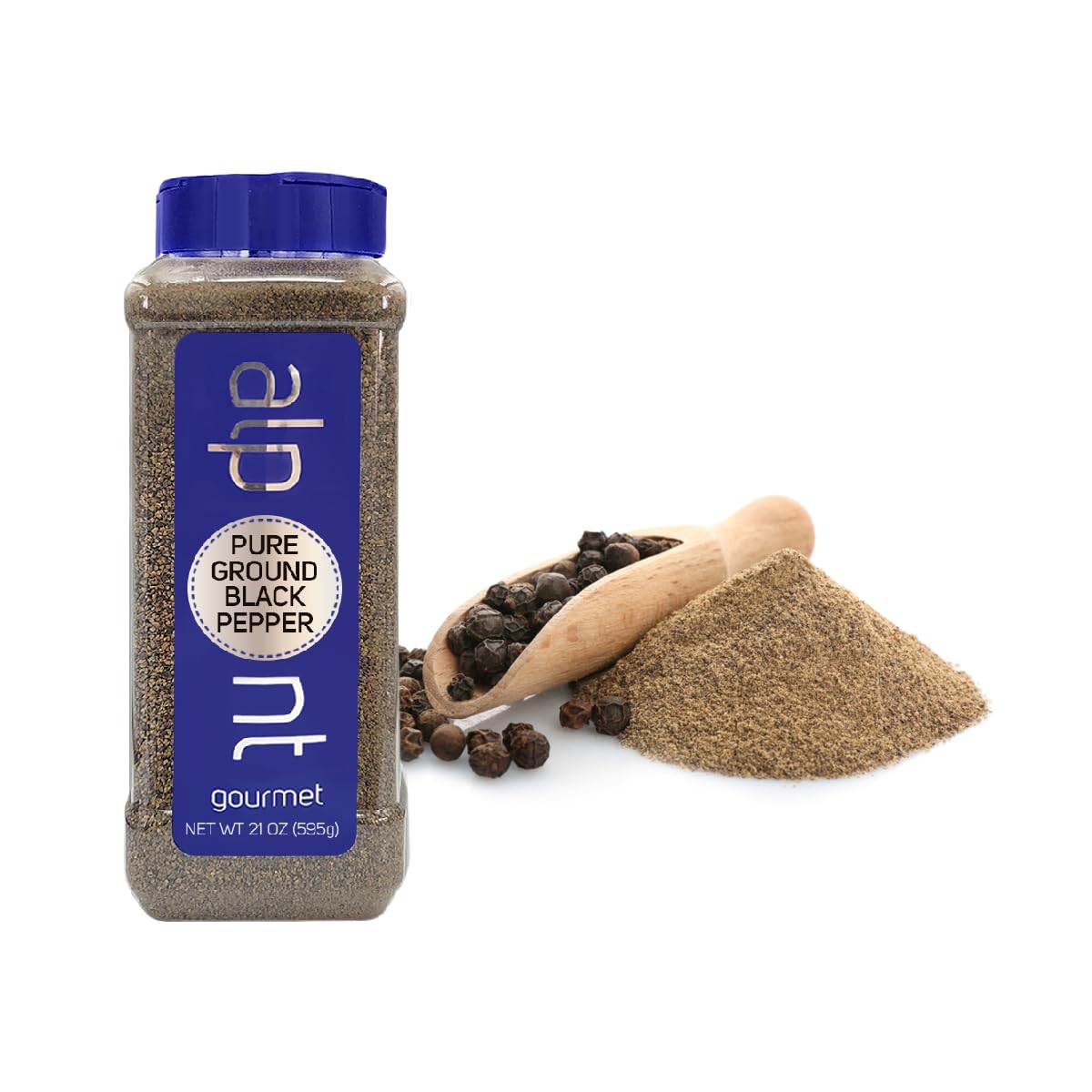 Alpont Gourmet, Pure Ground Black Pepper 21Oz (595G), All Natural, Non-Gmo, Packed To Keep It Fresh, Premium Quality