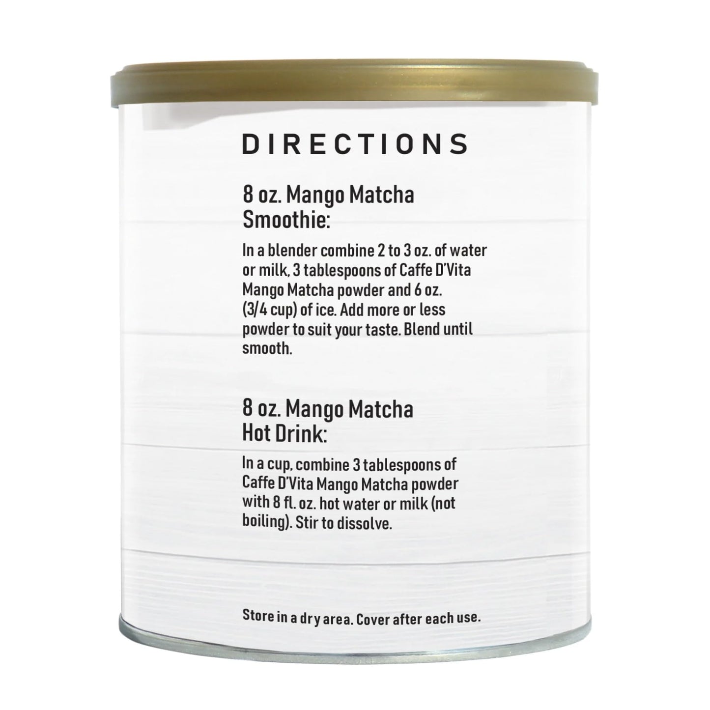 Caffe DVita Mango Matcha Green Tea Powder - Sweetened Matcha Latte Mix, 19 oz Can