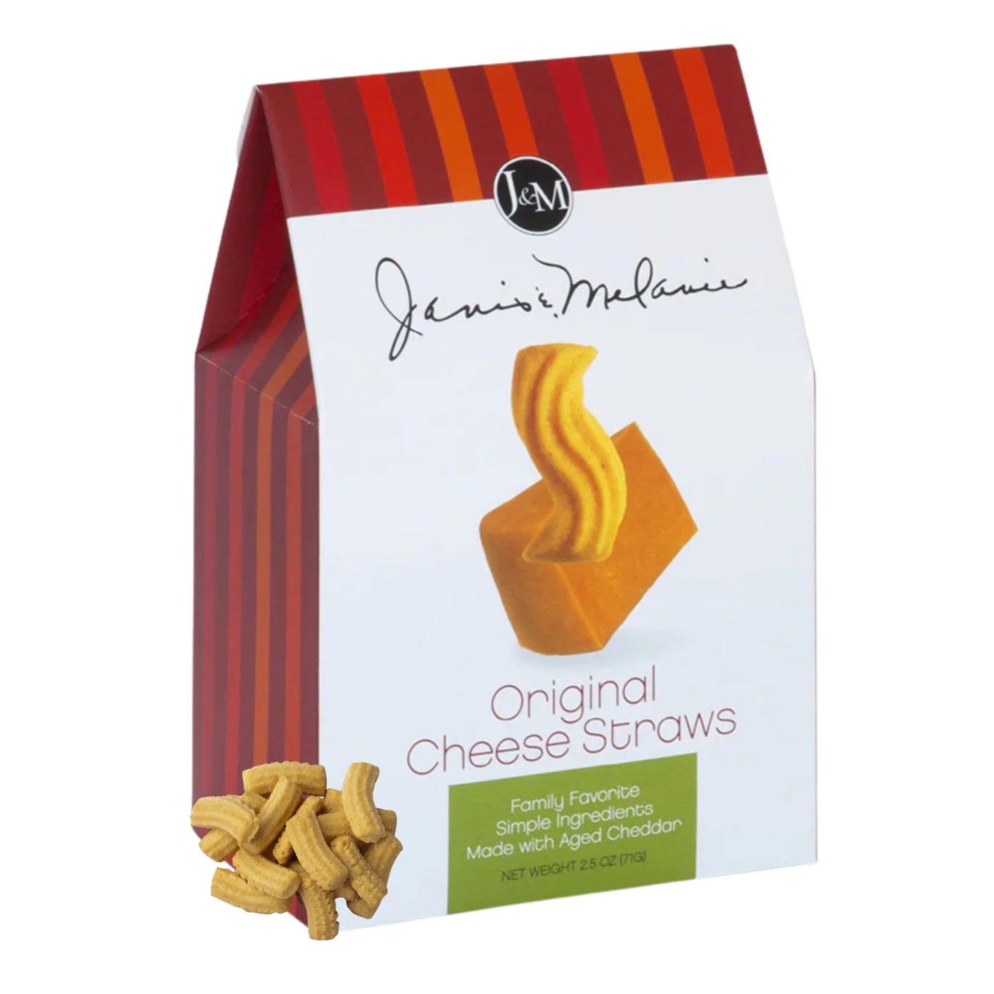 J&M Foods Cheese Straws, Aged Cheddar, Family Favorite Snack, 2.5 oz, 1 Pack
