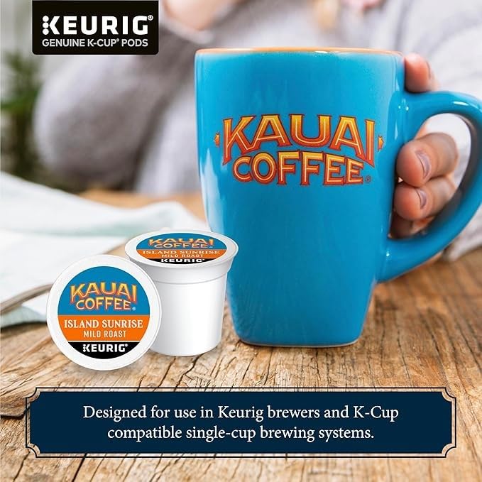 Kauai Coffee Island Sunrise Mild Roast K-Cup Pods, 10 Count, Pack of 6