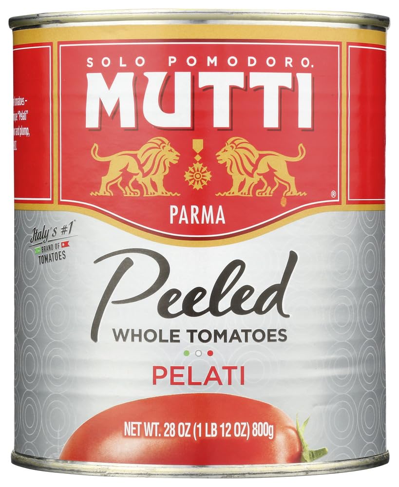Mutti Whole Peeled Tomatoes (Pelati), 28 oz. | 12 Pack | Italys #1 Brand of Tomatoes | Fresh Taste for Cooking | Canned Tomatoes