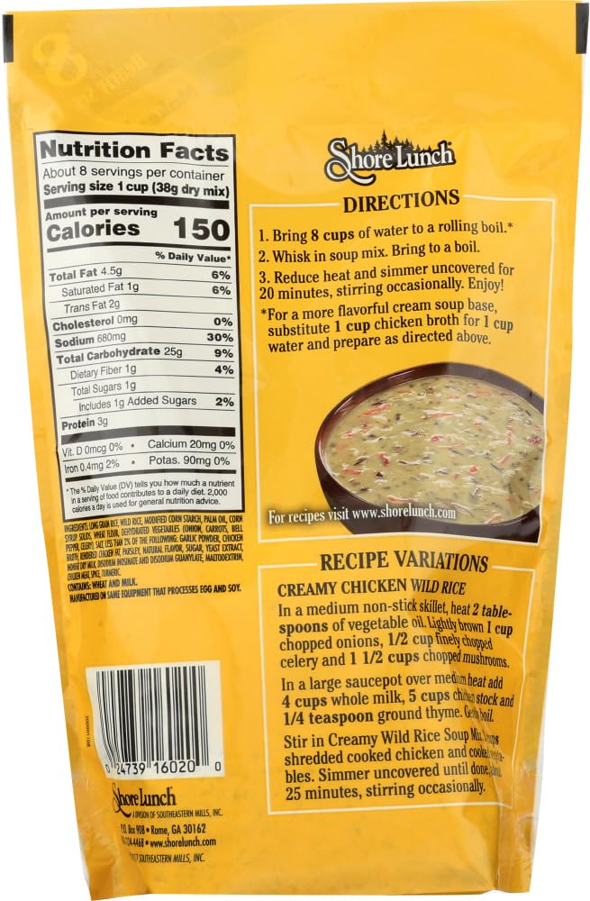 Shore Lunch Creamy Wild Rice Soup Mix, Made with Blends of White & Wild Rice with Seasonings, 8 Hearty Servings, Makes  Gallon o