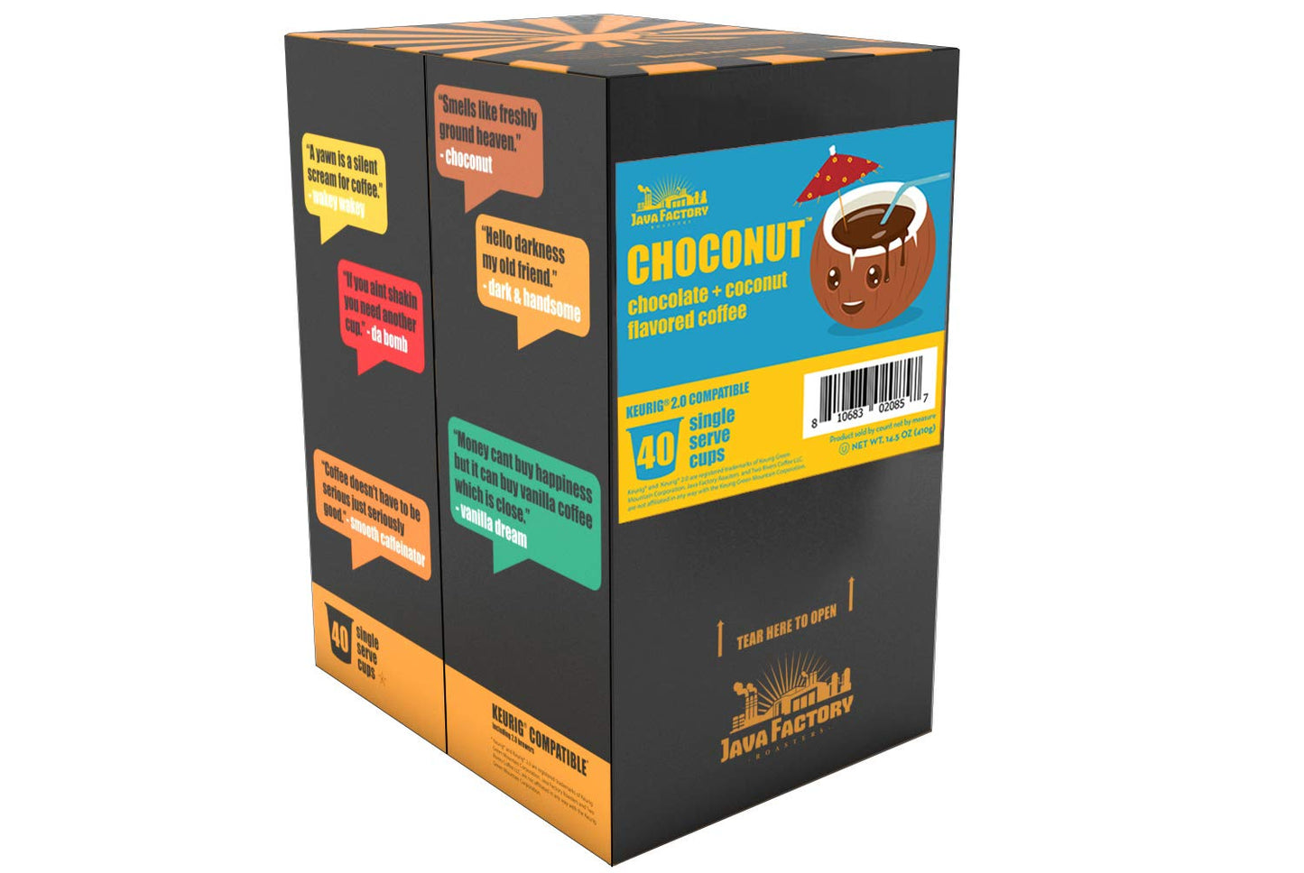Java Factory Coffee Pods for Keurig - Choconut Flavor, 40 Count, Model JFR CNUT40