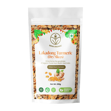 Shiva Organics Dry Lakadong Turmeric Slices 100 g: Authentic North East Indian Spice Powder, Bursting with Citrusy Flavor and C