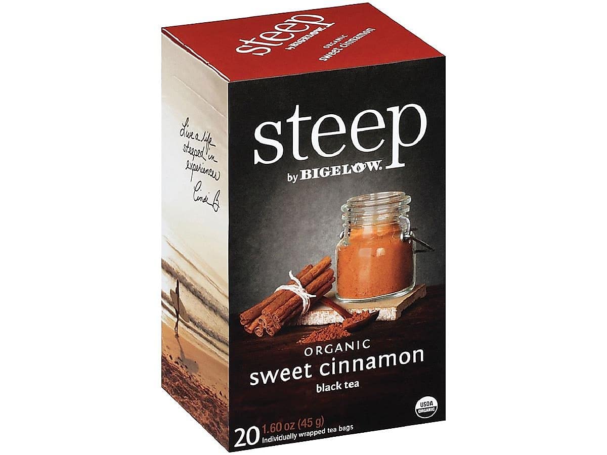 Steep Organic Sweet Cinnamon Black Tea 20 Count Box (1 Box), Certified Organic, Gluten-Free, Kosher Tea In Foil-Wrapped Bags