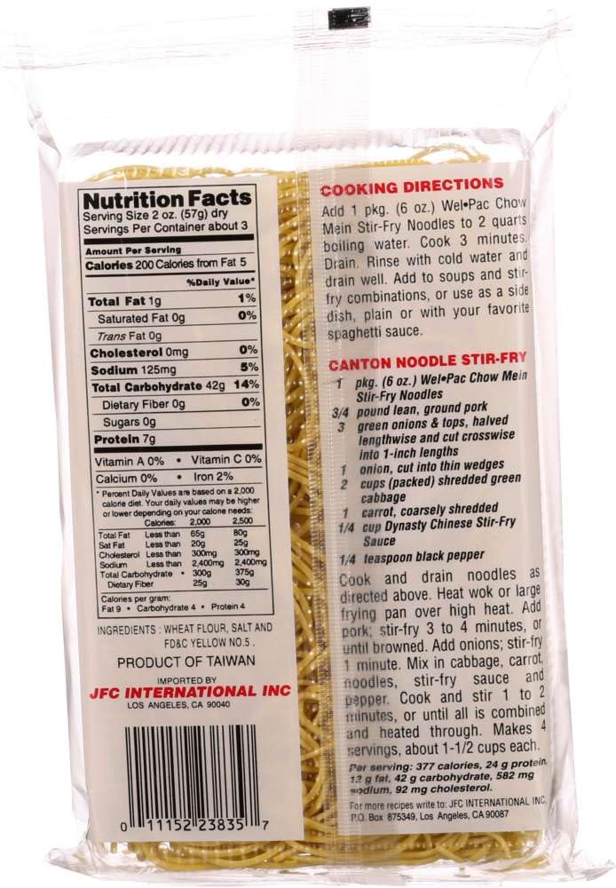 Welpac Chow Mein Stir-Fry Noodles, 6 Ounce (Pack Of 12)