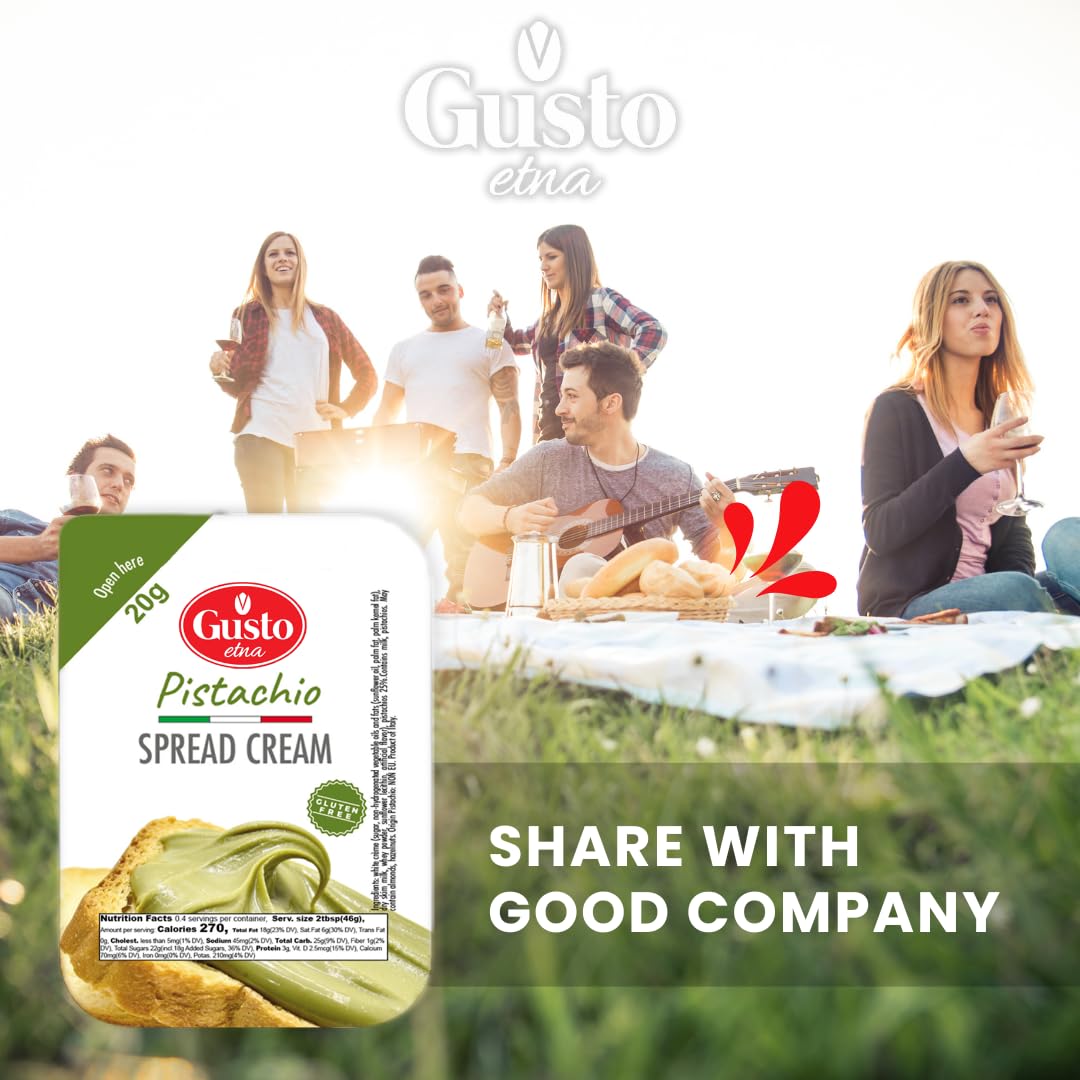 Pistachio Cream Cups, 40 Cups, Sweet Pistachio Spread, Gluten-Free, Convenient Mini Cups, Authentic Italian Product, 20 G Each