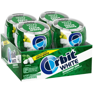 Orbit White Spearmint Sugarfree Chewing Gum, 40 Count (Pack Of 4)
