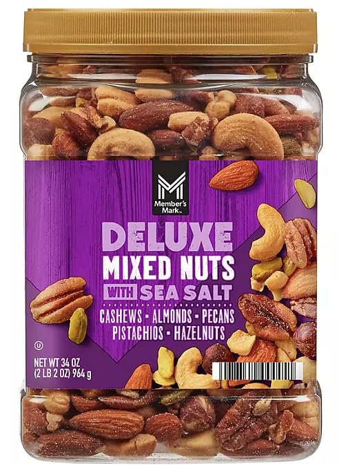 Member Mark Nuts | 2 Pound Container (2 Pounds, Mixed Nuts With Sea Salt)