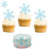 50Pcs Edible Snowflakes For Cake Decorating Blue Edible Christmas Cake Decorations Wafer Paper Snowflake Sprinkles Cupcake Toppers For Christmas Winter Holiday Frozen Theme Party Supplies