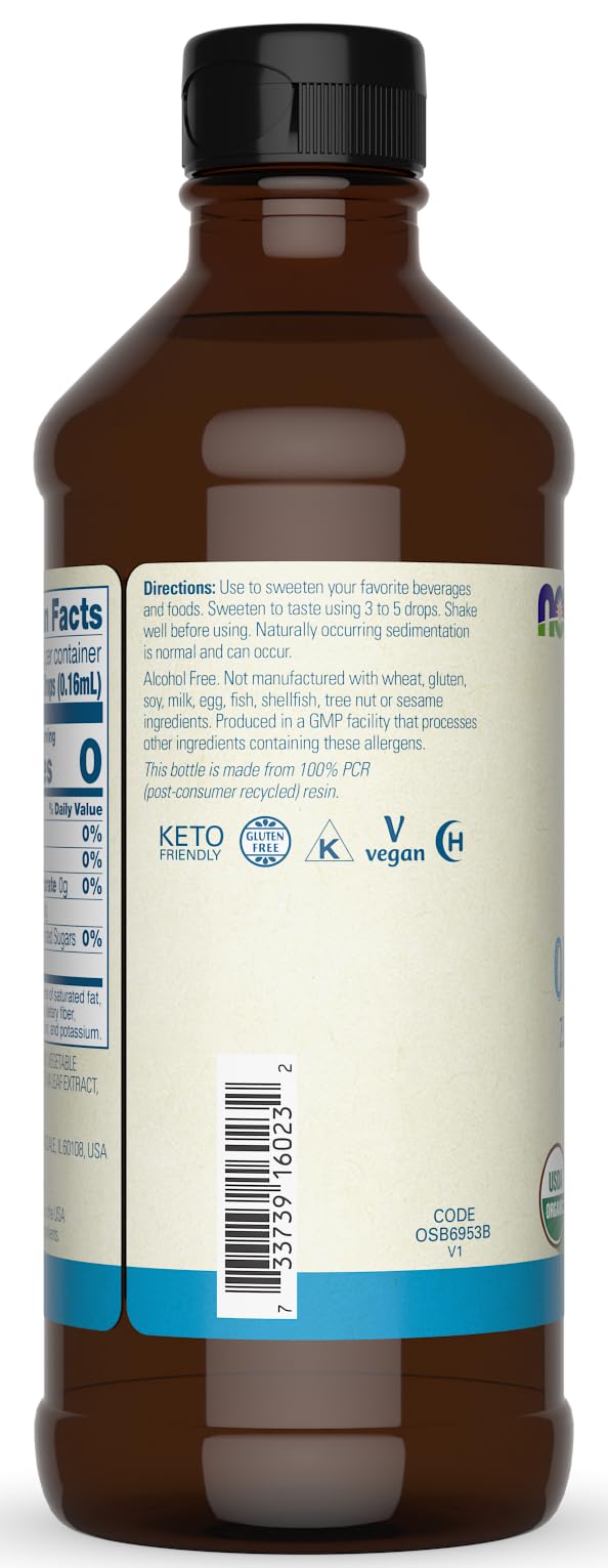Now Betterstevia 16 Oz - Organic Stevia - Zero-Calorie Liquid Sweetener - No   - Keto Friendly, No Erythritol