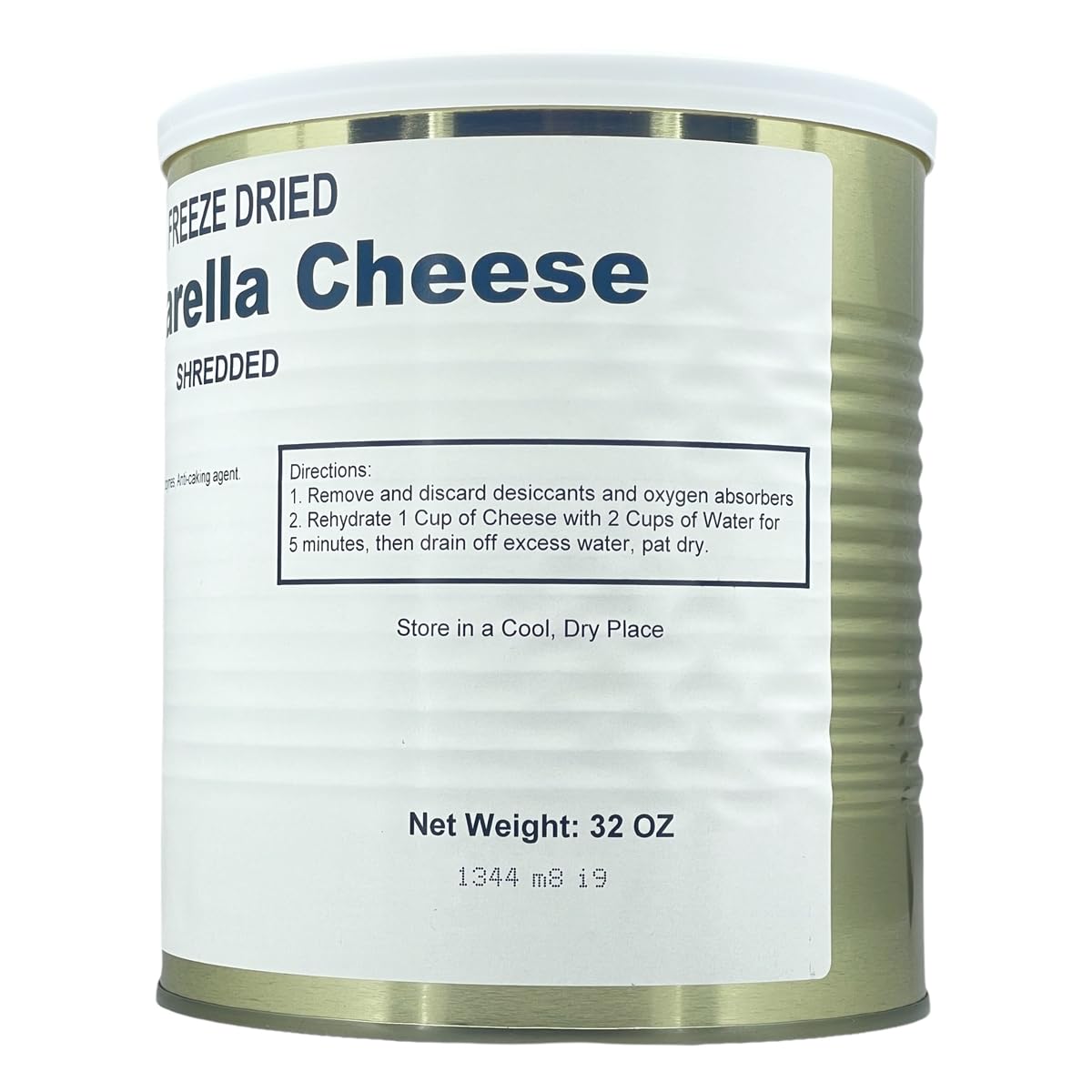 Military Surplus Freeze Dried Shredded Mozzarella Cheese - #10 Can - 32 oz - 25+ Year Shelf Life - Emergency Survival Food - Lon