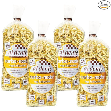 Al Dente Carba-Nada Egg Fettuccine, Lower Carb, 16G High Protein, Cage Free Eggs, Non-Gmo, Artisanal, Homemade Taste & Texture, 10Oz Bags (Pack Of 4)