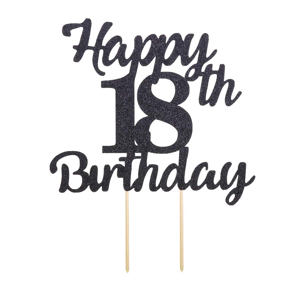Lveud 18Th Birthday Cake Topper For Happy Birthday, 18 Black Flash 18Th Cake Topper,Happy Birthday Cake Topper Cake Ornament (18Th)