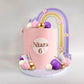 25Pcs Rainbow Cake Topper Balls Cake Decorations Boho Cake Topper With Purple Pink Balls Artificial Flowers And Butterflies For