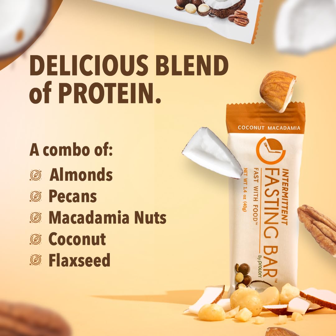 Prolon Fasting Bars | 5G Protein, 7G Fiber | Keto-Friendly, Gluten-Free, Dairy-Free, Plant-Based | Nutrition For Intermittent Fasting | Formulated To Not Break Your Fast | Coconut Macadamia Nut (12 Count)