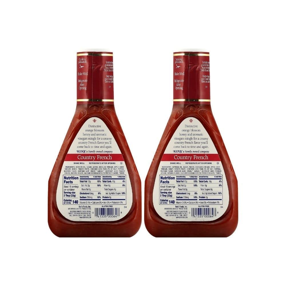 Ken's Steak House Country French With Orange Blossom Honey Dressing, 16OZ (Pack of 2)
