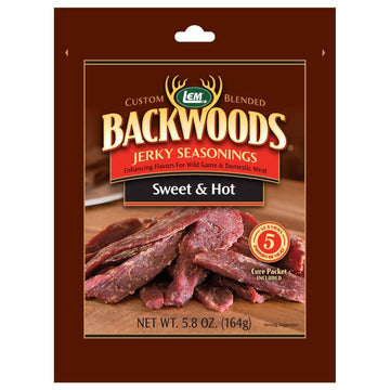 Lem Products Backwoods Sweet & Hot Jerky Seasoning, Ideal For Wild Game And Domestic Meat, Seasons Up To 5 Pounds Of Meat, 5.8 O