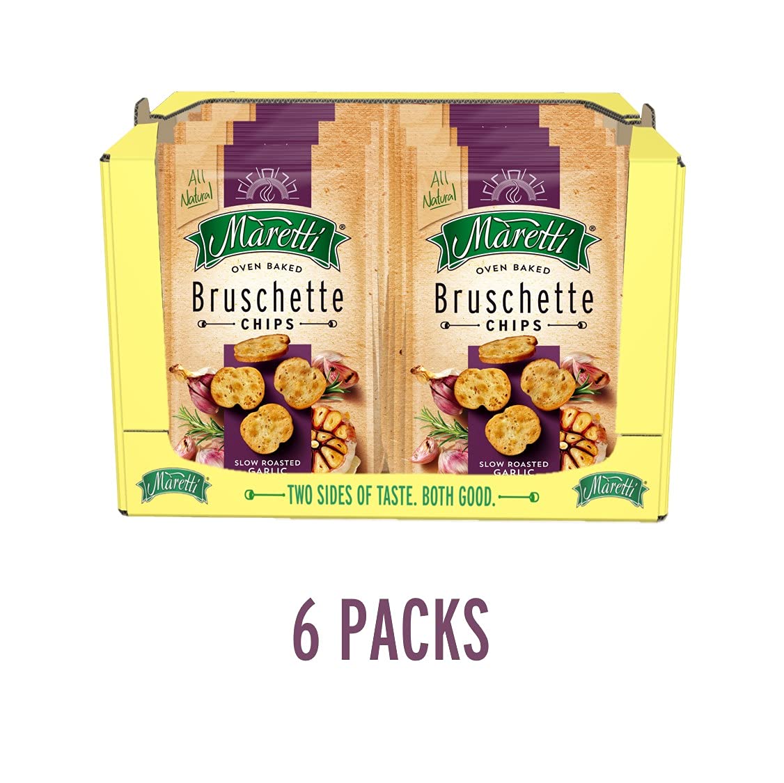 Maretti - Bruschette Chips with Slow Roasted Garlic - All Natural Oven Baked Bagel Chips - Good for Vegetarians - Party Snacks T