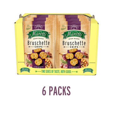 Maretti - Bruschette Chips with Slow Roasted Garlic - All Natural Oven Baked Bagel Chips - Good for Vegetarians - Party Snacks T