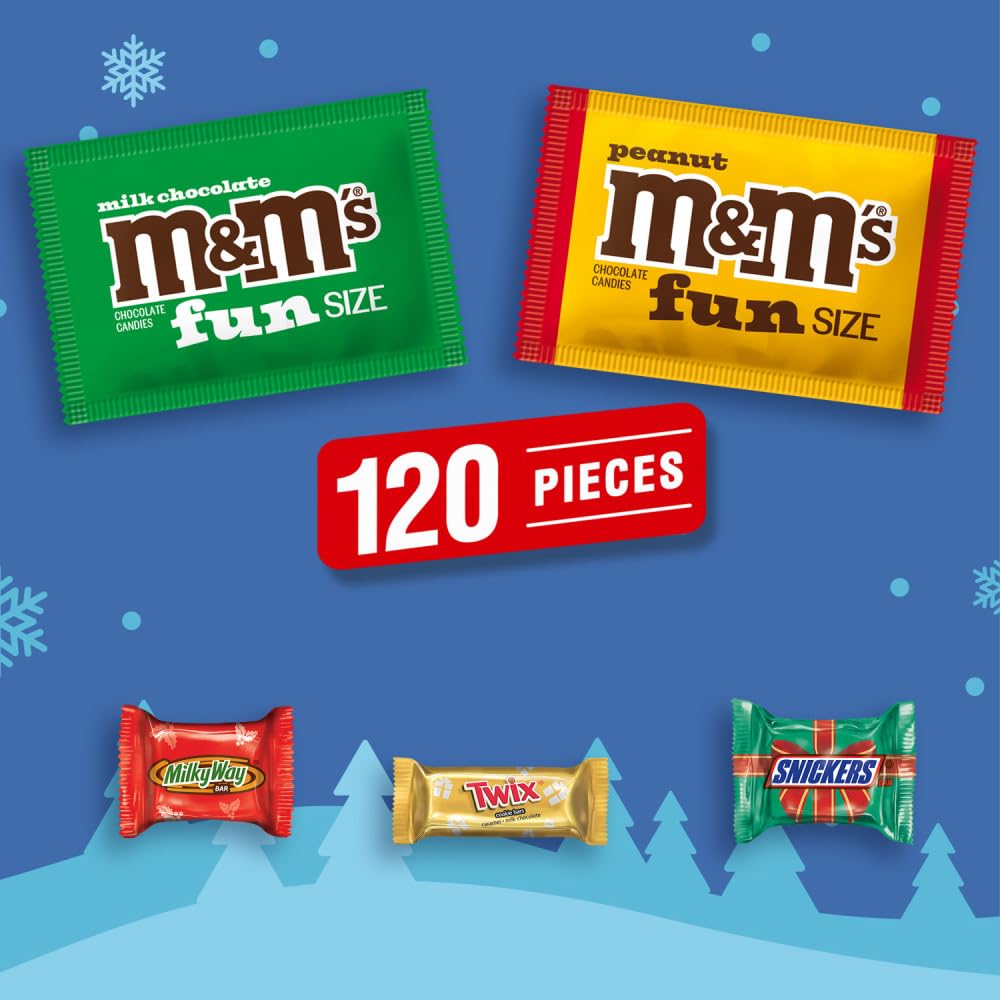 Mars Chocolate Variety Pack - M&MS Milk Chocolate, Peanut, SNICKERS, TWIX, MILKY WAY - 120 ct Individually Wrapped Stocking Stuffers