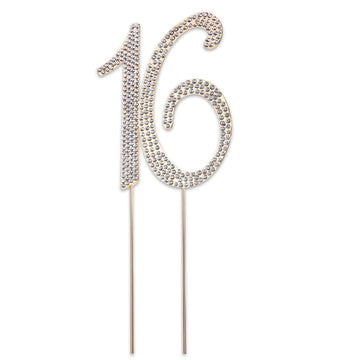 Aolly 16th Birthday Cake Topper - Crystal Rhinestones, Gold