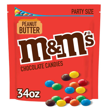 M&MS Peanut Butter Milk Chocolate Candy, Party Size, 34 oz Bag