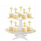 YCTHUNFISH Cupcake Toppers, 24 Pack, Glitter, Religious Theme, Gold, Cardstock for Baptism, First Holy Communion, Birthday Party Decorations