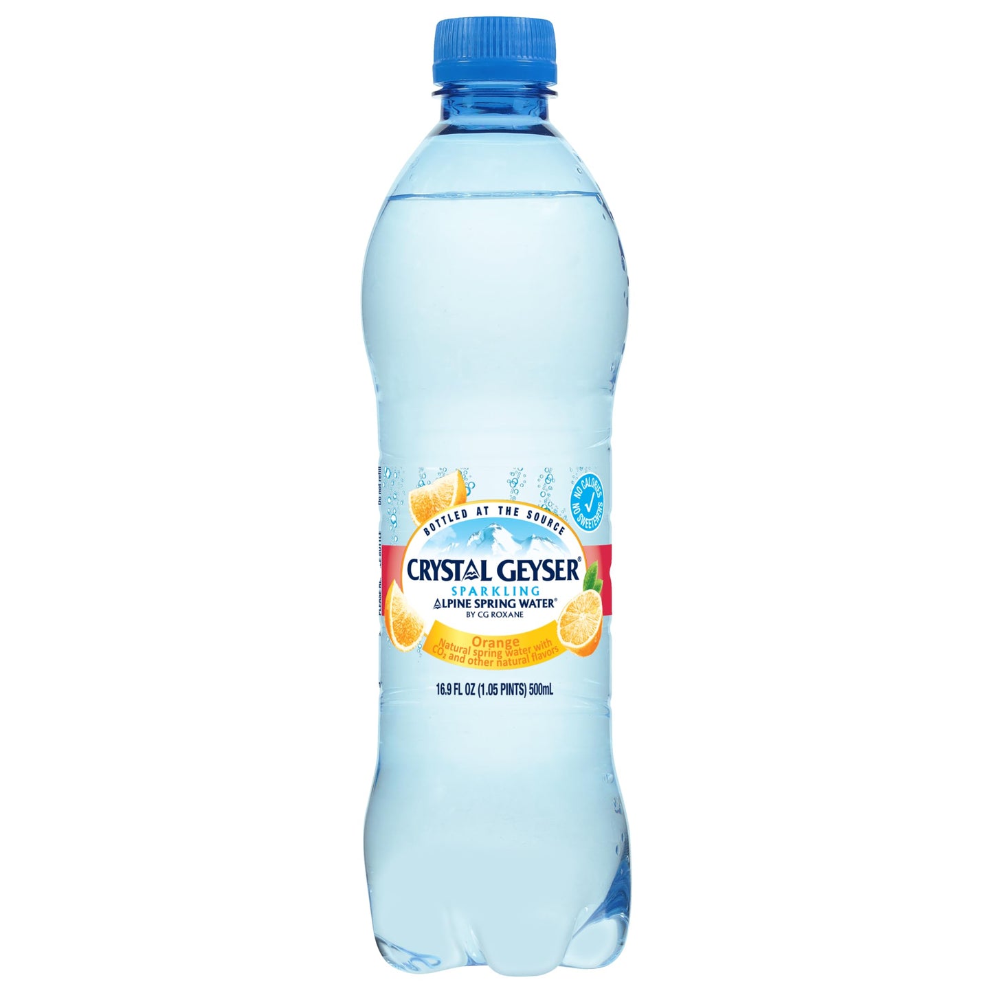Crystal Geyser Sparkling Orange Alpine Natural Spring Water, 24-Pack, 16.9oz Bottles, Zero Calories and No Sweeteners, Naturally