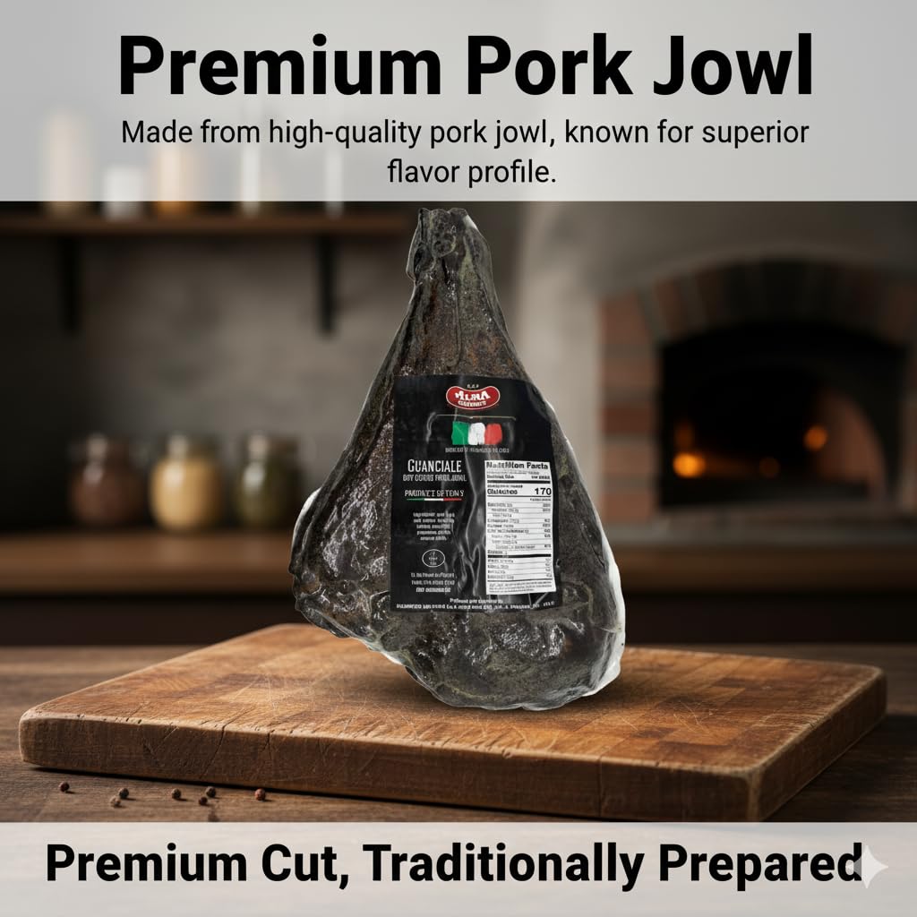 Alma Gourmet Guanciale From Italy - Italian Dry-Cured Pork Jowl Imported - La Salameria - 3.3lb (1.5kg)