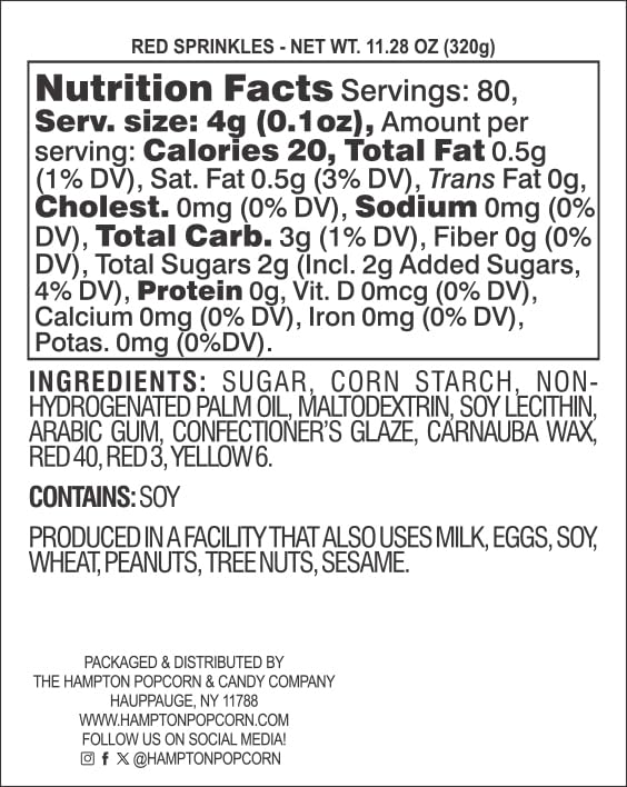 Red Sprinkles Jimmies 11.28 Oz, Red Sprinkles For Cake Decorating, Cake Sprinkles, Red Sprinkles For Cupcakes, Sprinkles For Bak