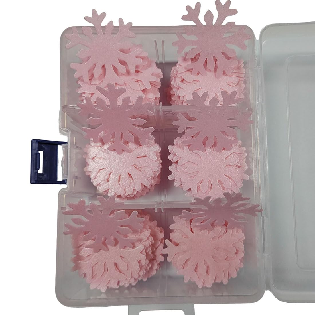 Homankit 50Pcs Pink Edible Cake Cupcake Toppers Snowflakes Christmas Winter Frozen Party Decoration