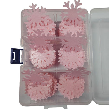 Homankit 50Pcs Pink Edible Cake Cupcake Toppers Snowflakes Christmas Winter Frozen Party Decoration