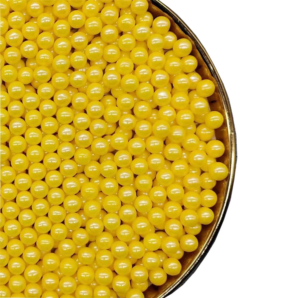 Yellow Sprinkles Edible Pearls,Cake Sprinkles 130G 4.6Oz,Cookie Sprinkles,Sugar Pearl, Edible Candy Pearls For Cake Cupcake Deco