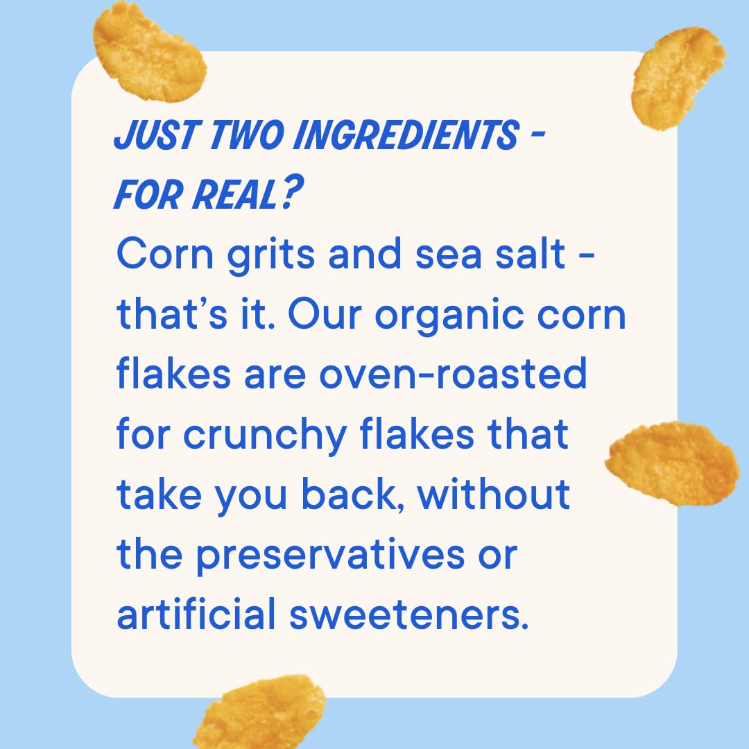 The Real Cereal Company, Organic Corn Flakes Cereal 3-Pack, Zero Sugar, Gluten-Free, Non-Gmo, Made In California